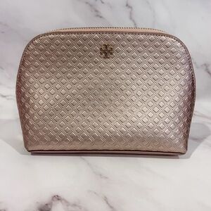 Tory Burch metallic cosmetic case